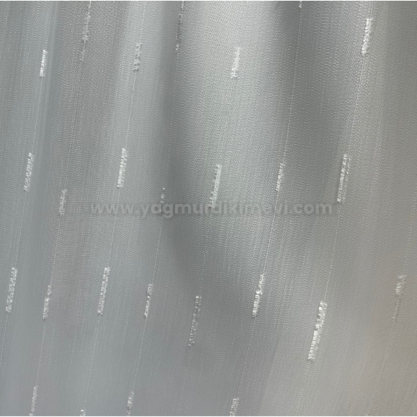 Şerit detaylı düz beyaz tül perde 