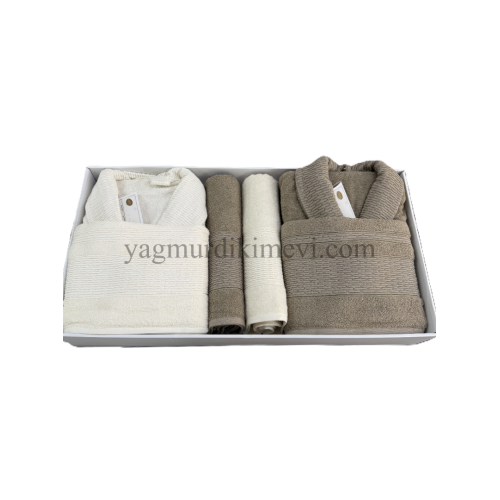  Lüks Aile Bornoz Seti – 2 Bornoz, 2 Büyük Havlu, 2 Baş Havlu, 2 Özel Banyo Sabunu