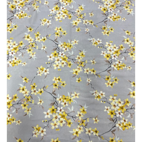 Mira çiçekli pamuk nevresim takımı sarı desenli - Yağmur Dikim Evi